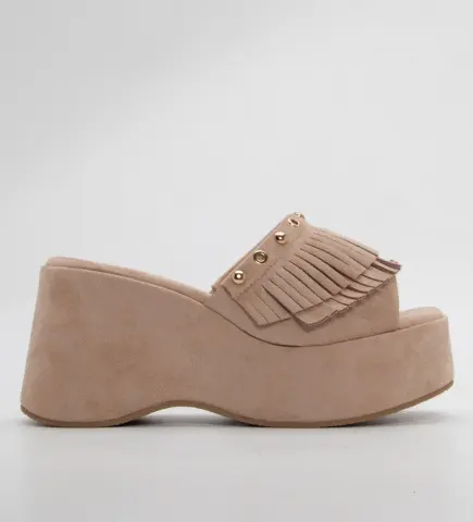 Πλατφόρμες με Διακοσμητικά Κρόσσια - Μπεζ-Σκούρο