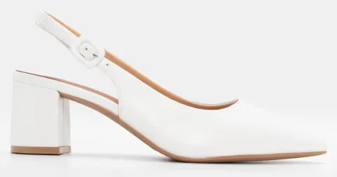 Γόβες Μυτερές Slingback - Λευκό