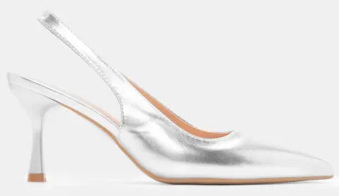 Γόβες Μυτερές Open Heel - Ασημί