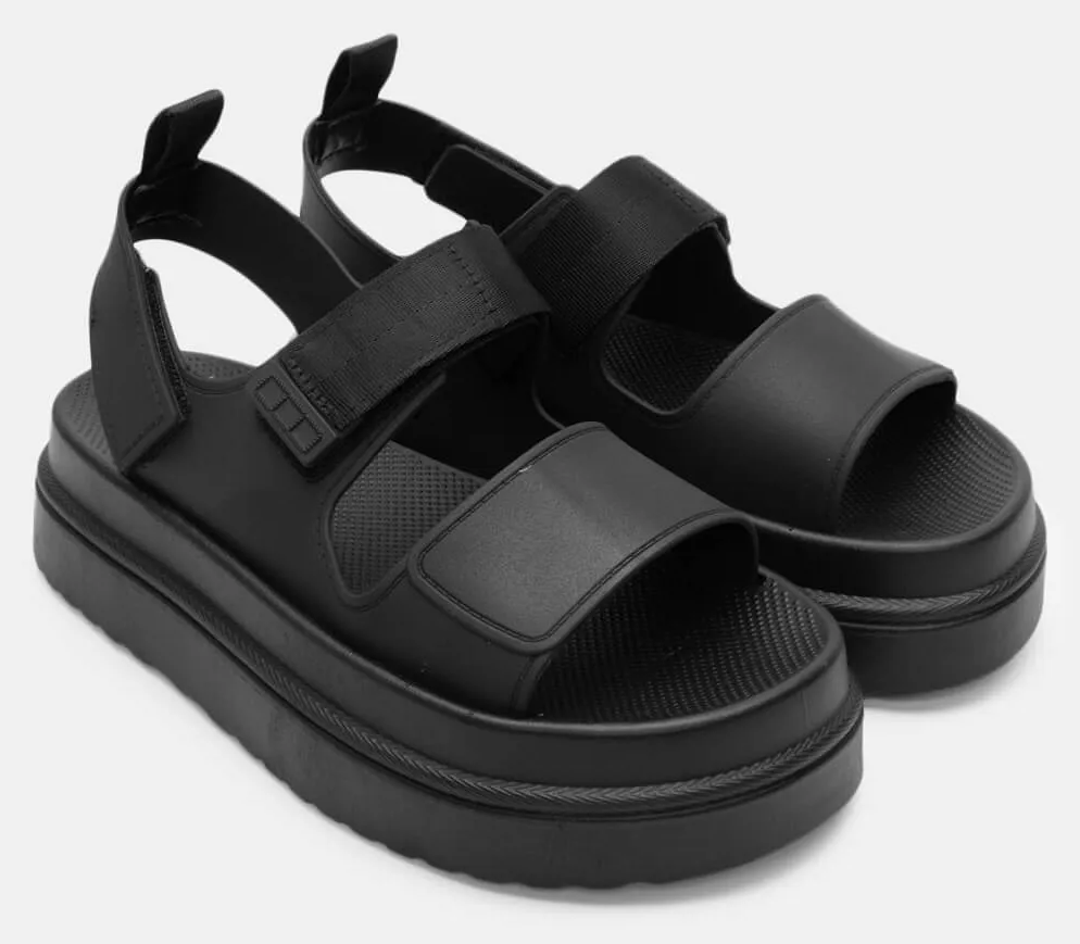 Σανδάλια Flatform με Λουράκια Scratch - Μαύρο