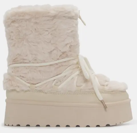 Μποτάκια Δίσολα Χιονιού με Επένδυση Γούνας - Εκρού