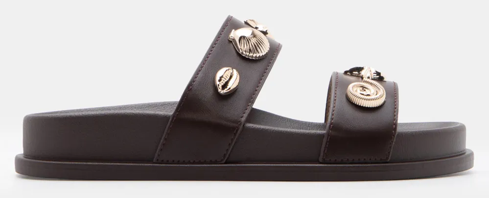 Σανδάλια Flatform με Διακοσμητικά Λουράκια - Καφέ Σκούρο