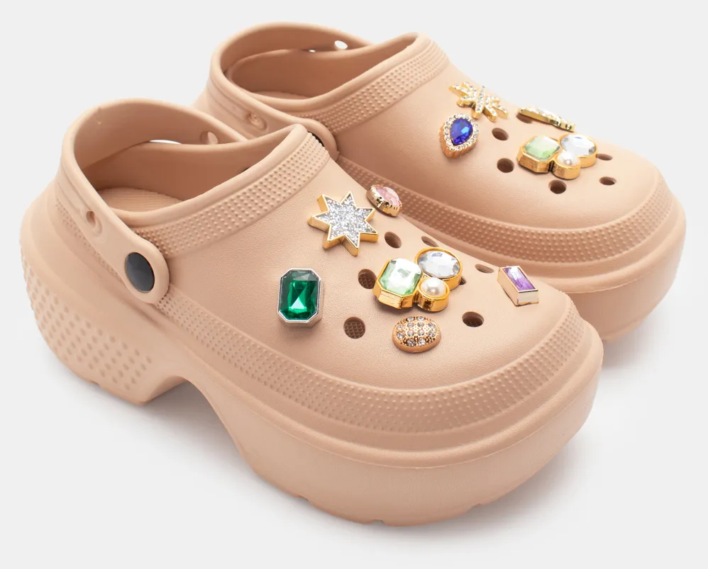 Παντόφλες Σαμπό με Διακοσμητικά - Καφέ