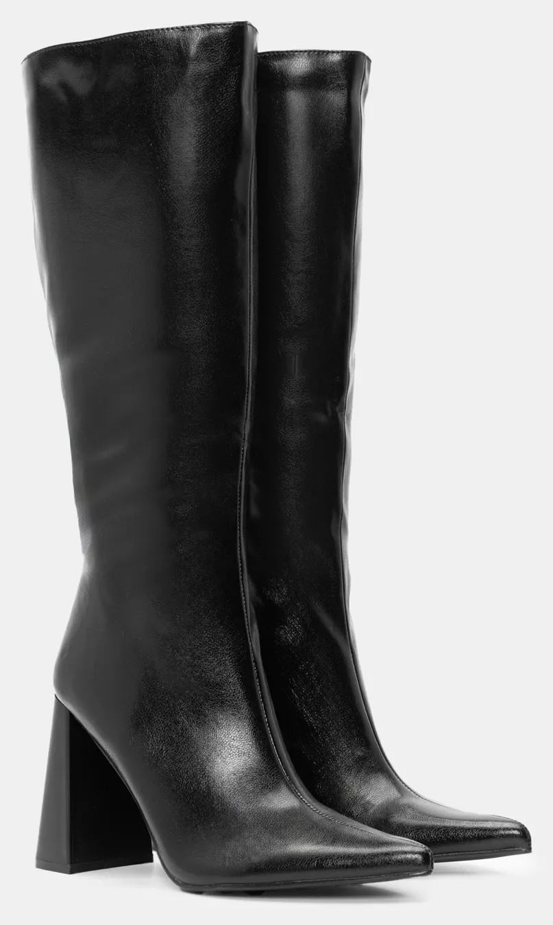 Μπότες Μονόχρωμες Μυτερές - Μαύρο