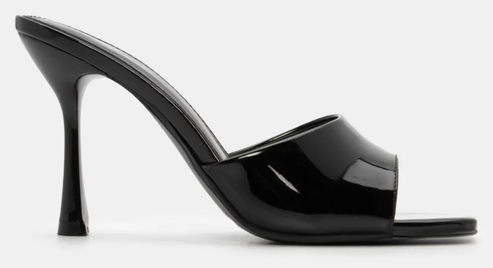 Mules με Φαρδιά Φάσα - Μαύρο-Λουστρίνι