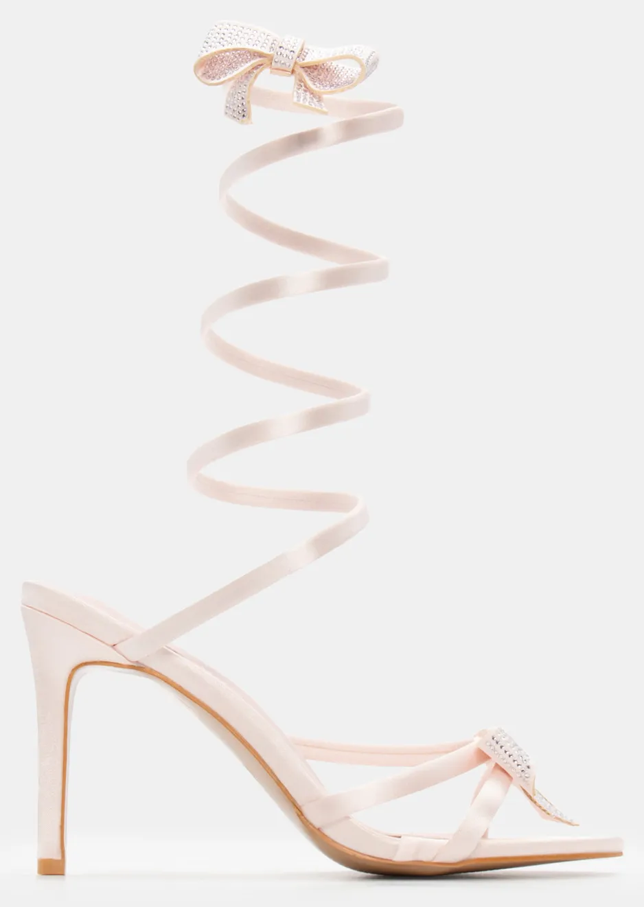 Πέδιλα με Περιστρεφόμενο Λουράκι & Διακοσμητικούς Φιόγκους από Strass - Ροζ