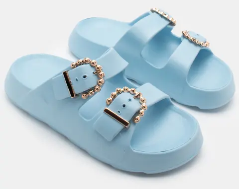 Παντόφλες με Διακοσμητικές Τόκες - Γαλάζιο