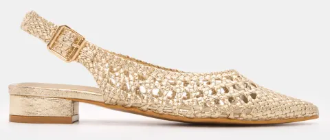 Γοβάκια Μυτερά με Πλεκτό Σχέδιο - Χρυσό