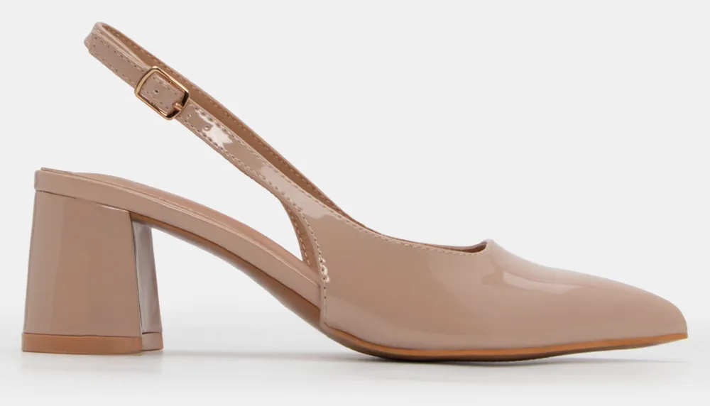 Γόβες Μυτερές Slingback - Nude