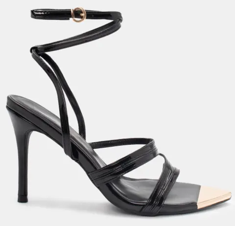 Πέδιλα Μυτερά με Μεταλλική Λεπτομέρεια - Μαύρο-Λουστρίνι