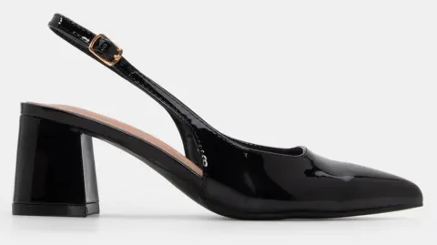 Γόβες Μυτερές Slingback - Μαύρο-Λουστρίνι