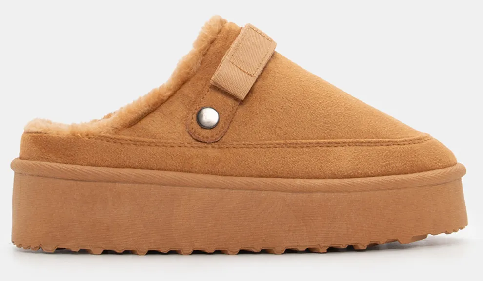 Clogs Σαμπό με Εσωτερική Επένδυση Γούνας - Κάμελ