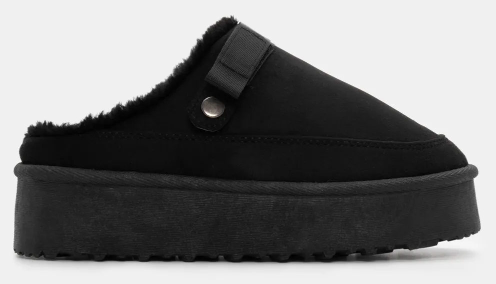 Clogs Σαμπό με Εσωτερική Επένδυση Γούνας - Μαύρο
