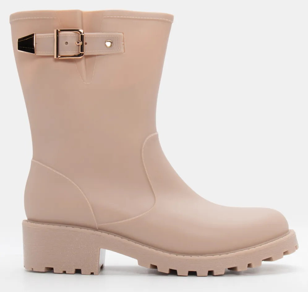 Μποτάκια Γαλότσες με Διακοσμητικό Λουράκι - Μπεζ