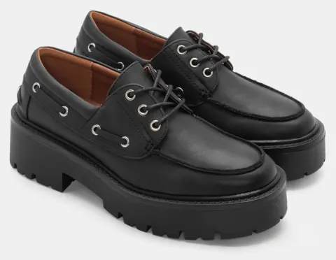 Δετά Παπούτσια με Τρακτερωτή Σόλα - Μαύρο