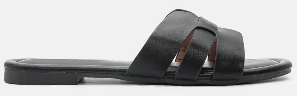 Flat Σανδάλια με Περίτεχνα Λουριά - Μαύρο