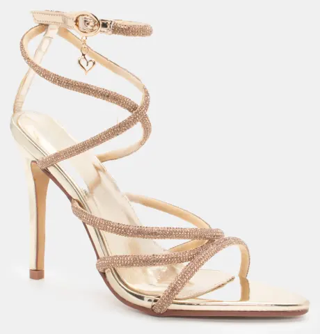 Πέδιλα με Πολλαπλά Λουράκια Από Strass - Χρυσό