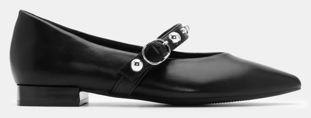 Μπαλαρίνες με Λουράκι & Διακοσμητικά Τρούκς - Μαύρο-Ματ