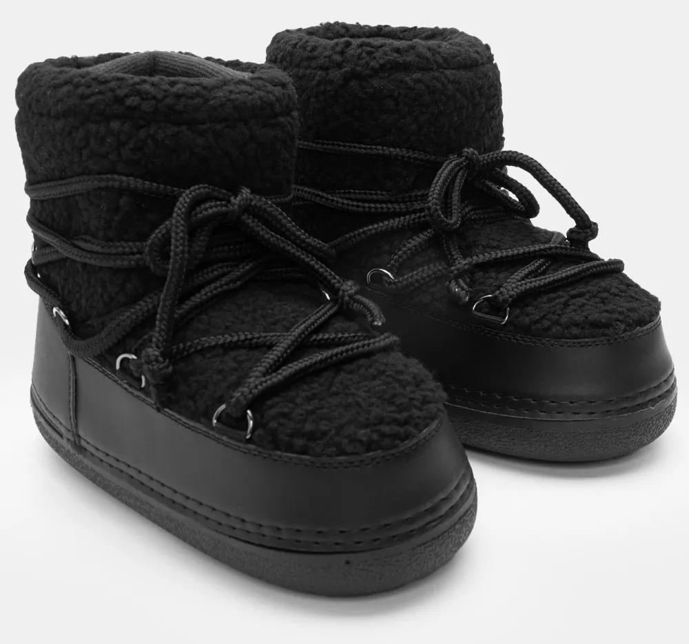 Μποτάκια Χιονιού με Επένδυση Γούνας - Μαύρο