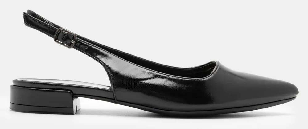 Γοβάκια Slingback Μυτερά - Μαύρο-Λουστρίνι