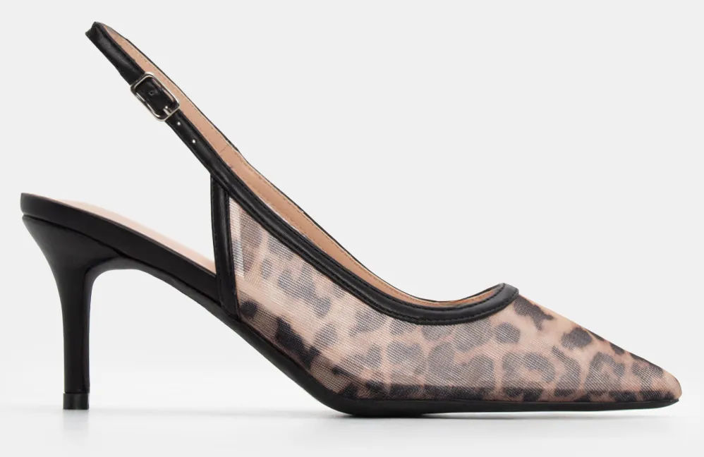 Γόβες με Animal Print Λεπτομέρεια - Μαύρο