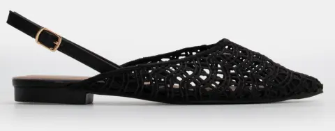 Γοβάκια Μυτερά με Πλεκτή Πλέξη - Μαύρο