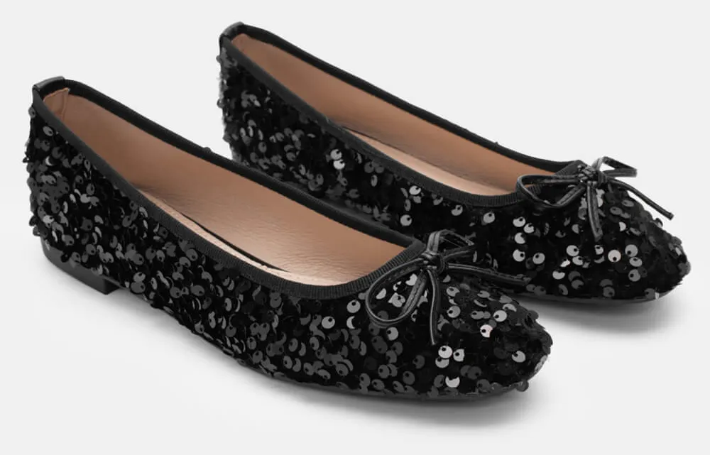 Μπαλαρίνες με Παγιέτες & Διακοσμητικό Φιόγκο - Μαύρο