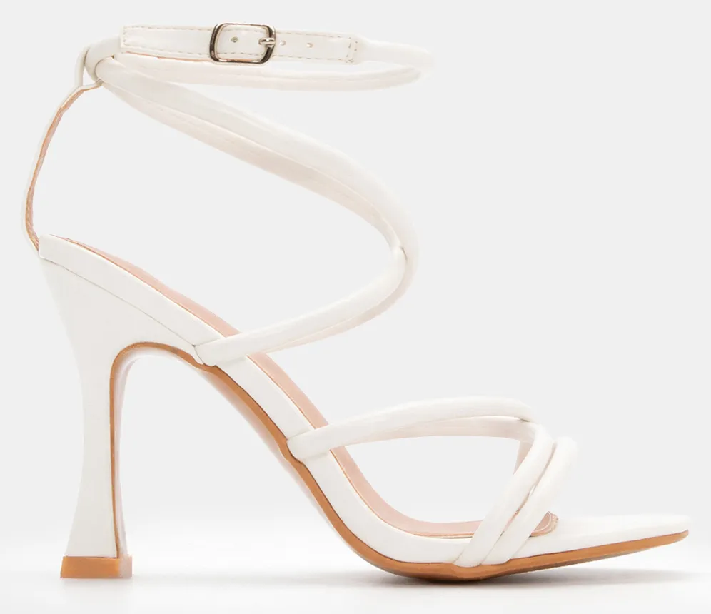 Πέδιλα με Λουράκια σε Χιαστί Σχέδιο - Λευκό