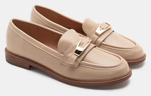 Μοκασίνια με Διακοσμητική Τόκα - Μπεζ-Σκούρο