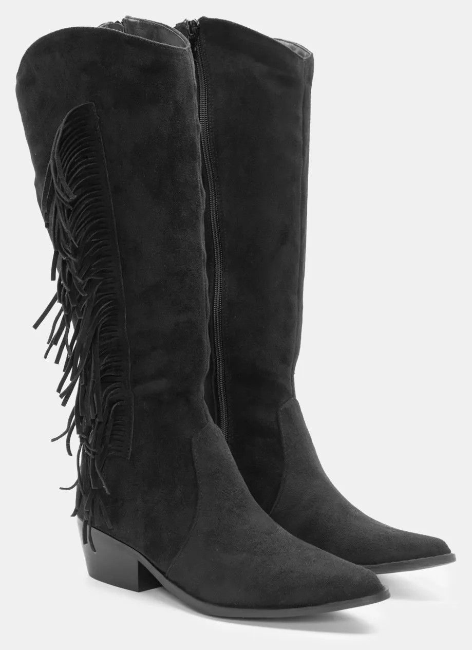 Μπότες Cowboy με Κρόσσια - Μαύρο