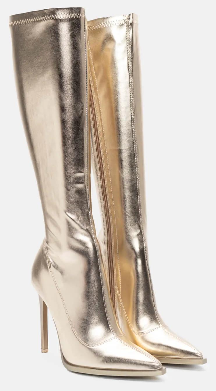 Μπότες Στιλέτο Κάλτσα - Χρυσό