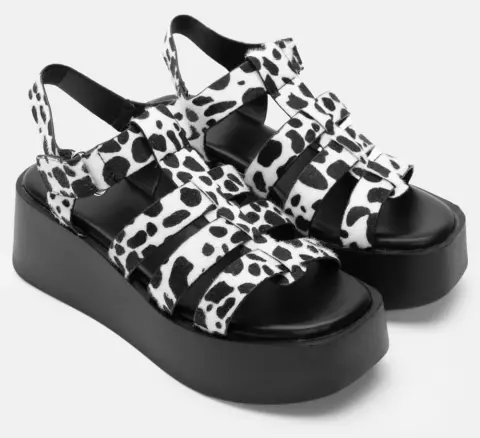 Πλατφόρμες με Λουράκι Scratch - Άσπρο+Μαύρο