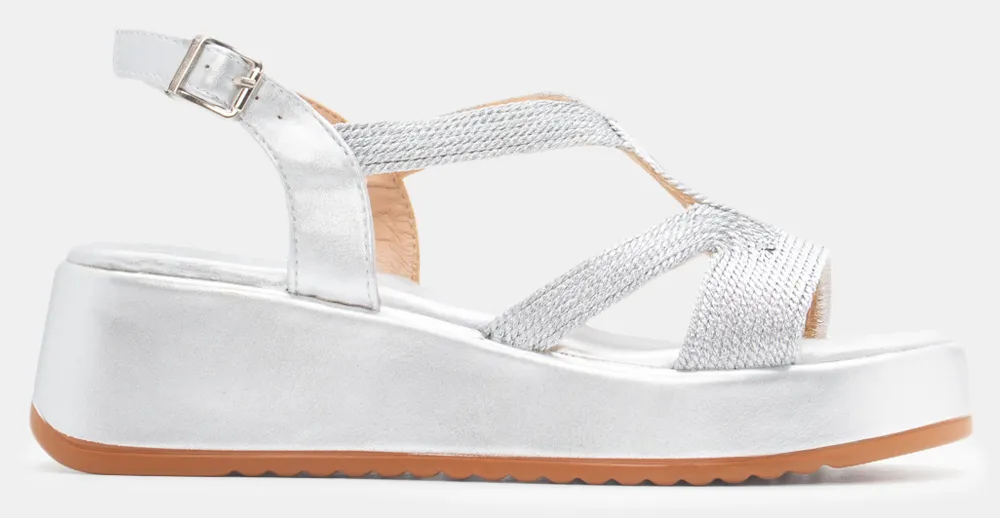 Πλατφόρμες με Πλεκτά Λουράκια - Ασημί