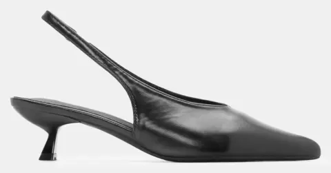 Γόβες Μυτερές Slingback με Λάστιχο - Μαύρο