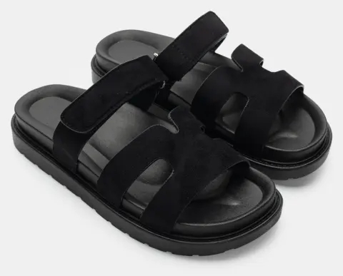 Σανδάλια Flatform με Λουράκι Scratch - Μαύρο