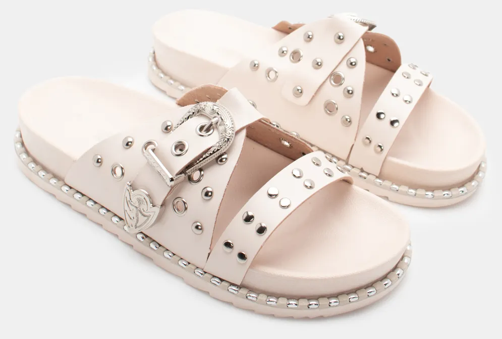 Σανδάλια Flatform με Λουράκια & Διακοσμητικά Τρούκς - Μπεζ