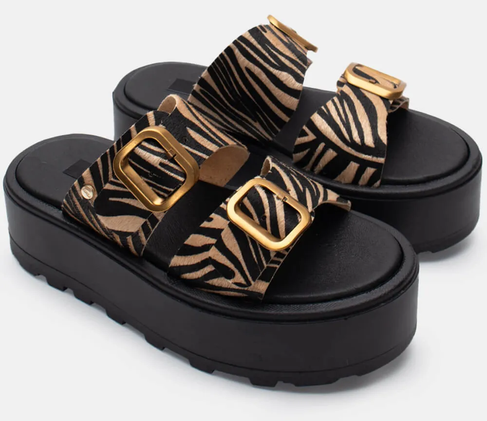 LUIGI DESIGN - Πλατφόρμες με Διπλές Τόκες - Zebra-Μπέζ