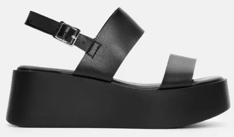 Πλατφόρμες με Λουράκια & Τόκα - Μαύρο