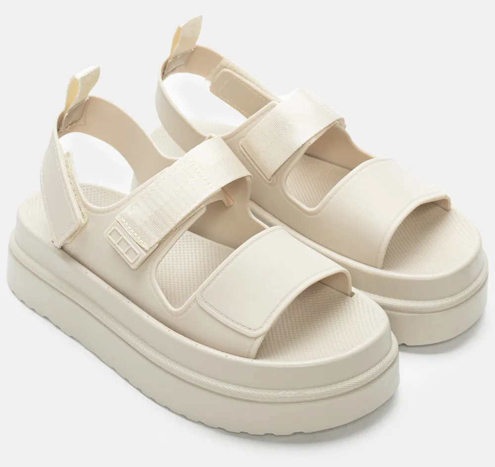 Σανδάλια Flatform με Λουράκια Scratch - Μπεζ