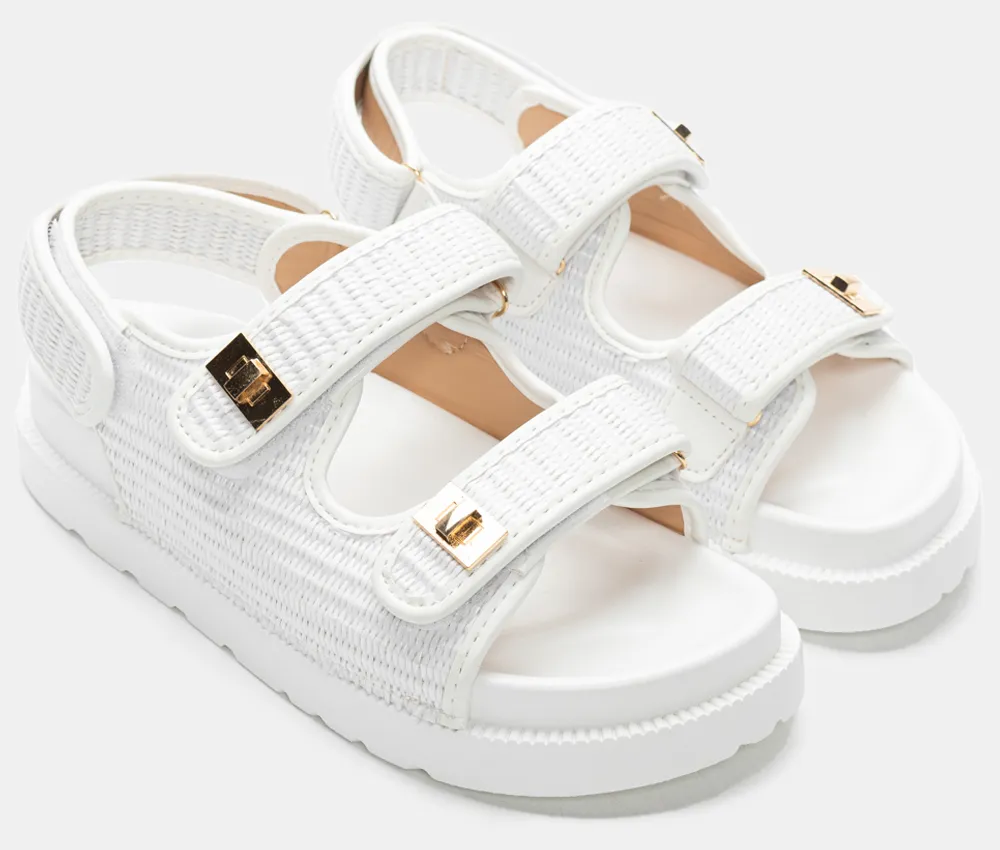 Σανδάλια Flatform με Λουράκια Scratch - Λευκό