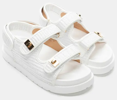 Σανδάλια Flatform με Λουράκια Scratch - Λευκό