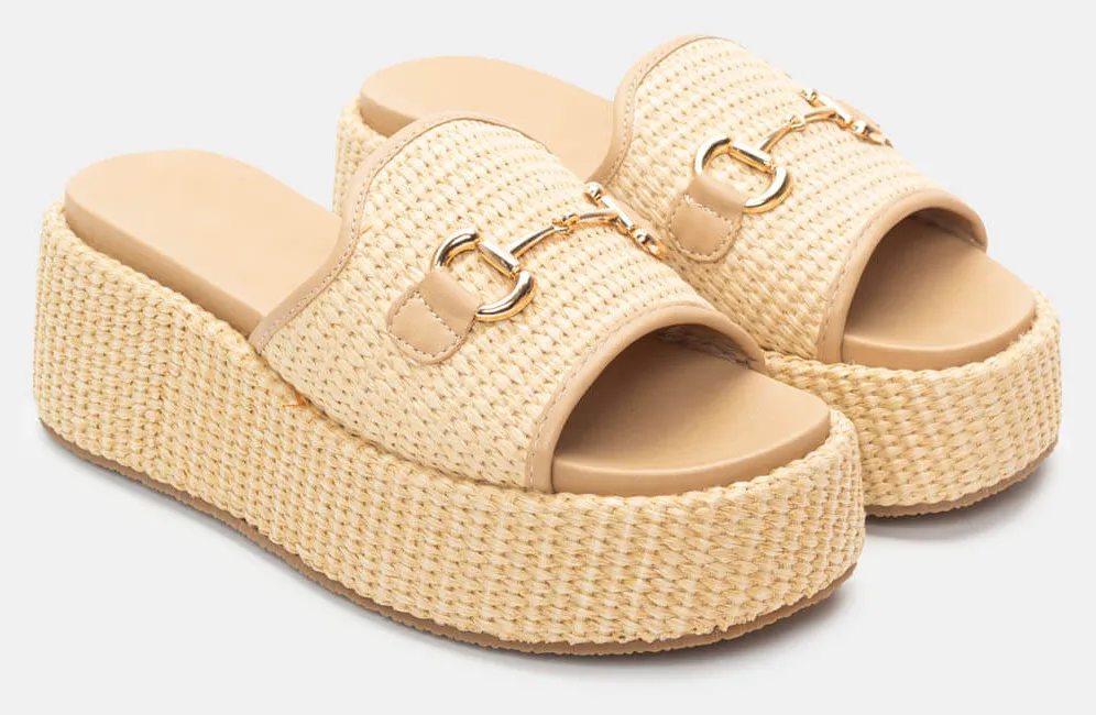 Πλατφόρμες με Φαρδιά Φάσα & Αγκράφα - Μπεζ