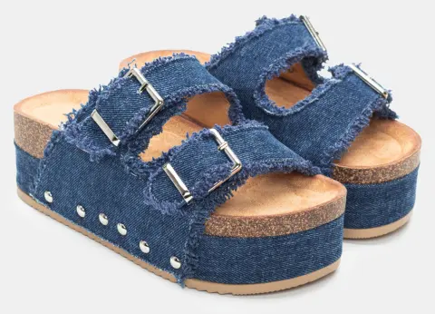 Πλατφόρμες Jeans με Διπλές Τόκες - Denim