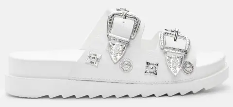 Σανδάλια Flatform με Διακοσμητικά Τρουκς - Λευκό