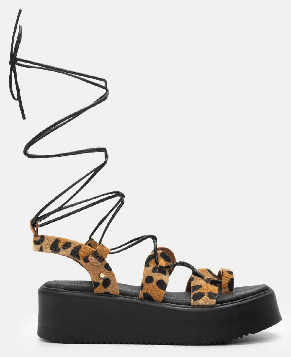 LUIGI DESIGN - Πλατφόρμες Lace Up - Animal Print