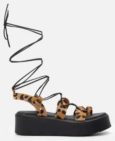 LUIGI DESIGN - Πλατφόρμες Lace Up - Animal Print