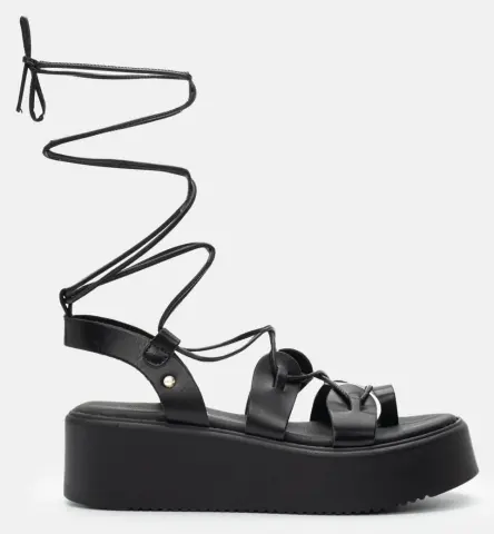 LUIGI DESIGN - Πλατφόρμες Lace Up - Μαύρο