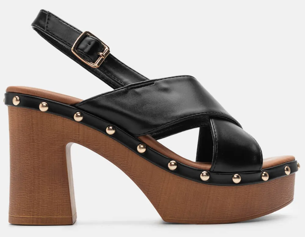 Πλατφόρμες με Χιαστί Λουράκια - Μαύρο