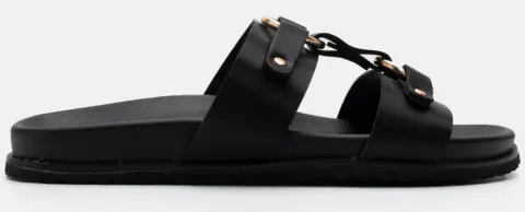 Σανδάλια Flatform με Φάσες & Κρίκους - Μαύρο