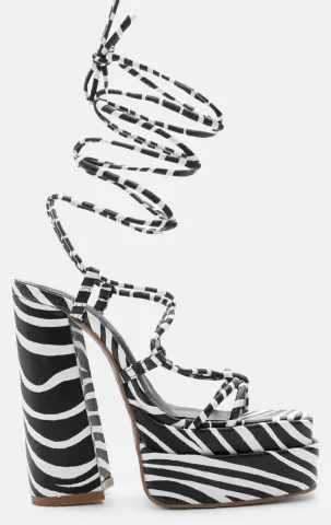 Πέδιλα Lace Up με Διπλή Φιάπα - Άσπρο+Μαύρο